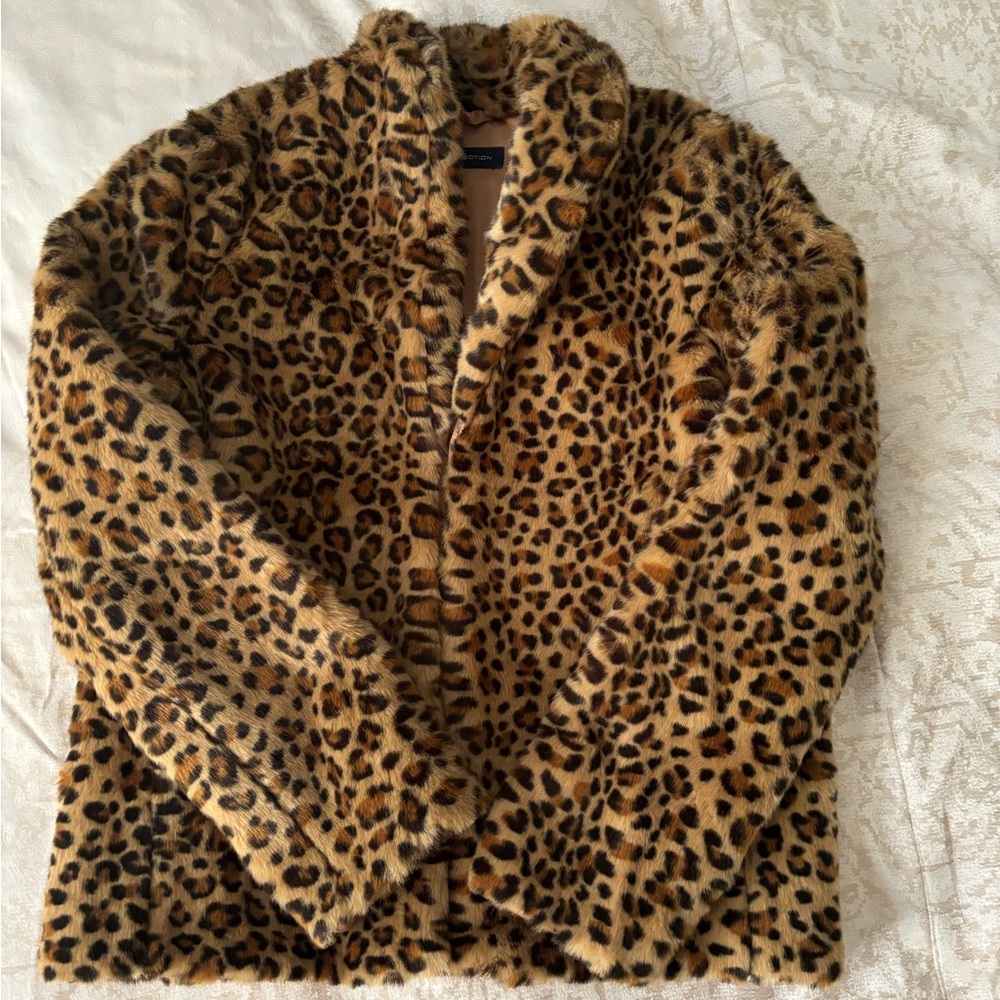 French Connection faux leopard fur jacket coat